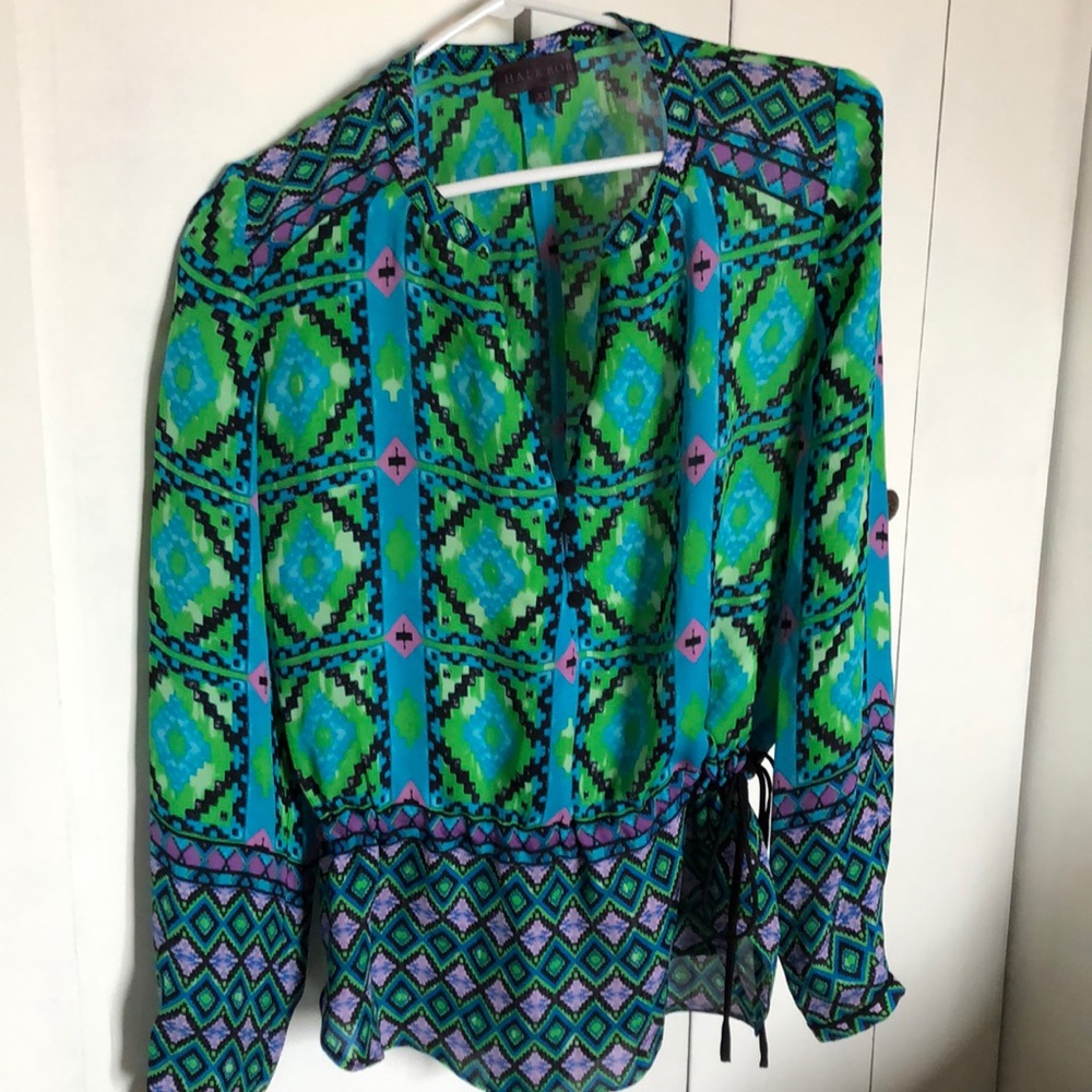 Silk long sleeve print blouse